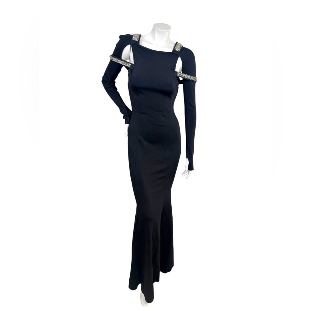 Givenchy SS22 Embellished Black Trumpet Cut-Out Maxi Dress XS